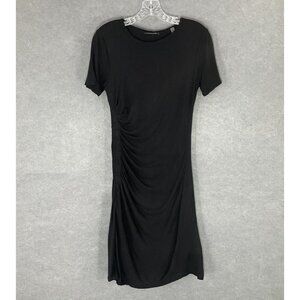 Tahari Dress Women XS Black Cinched Slimming Short Sleeve Stretch Office Evening
